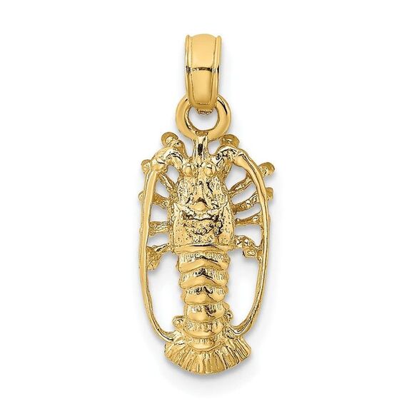 10K Yellow Gold Florida Lobster with Out Claws Charm